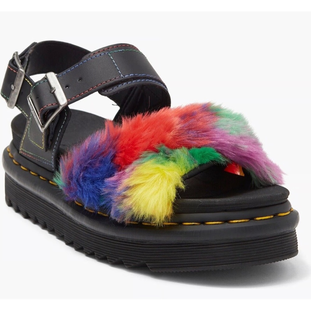Dr Martens sz 8 rainbow fur Platform Sandals